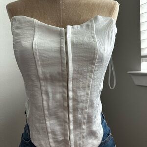 Strapless White Linen Corset Top
